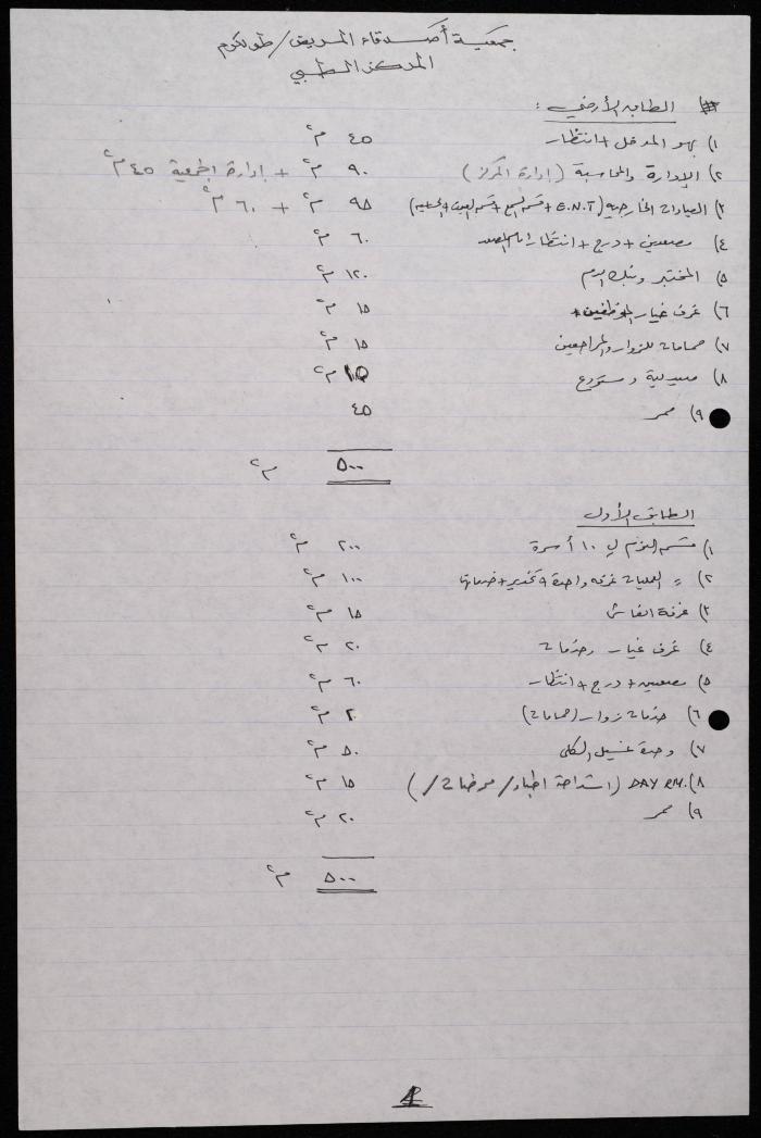 The Space Programme for the Medical Centre at the Patient Friend's Society, Tulkarm, 1991 