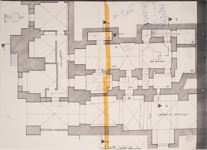 مخطط مسطح الطابق الأرضي لمنزل عائلة الأمام- المدرسة الأمينية، القدس، تسعينيات القرن العشرين
