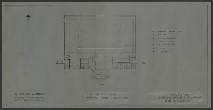 The Plan of the First Floor for a Gym, Jericho, the 1980s 
