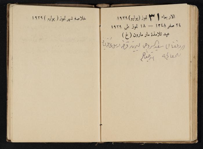 Abdel-Rahman al-Haj Ibrahim Diaries, Tulkarm, 1929