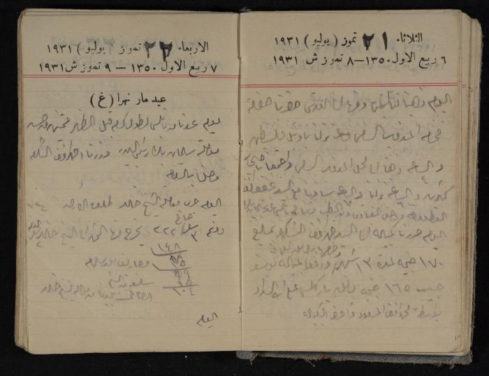 مذكرات عبدالرحمن الحاج إبراهيم، طولكرم، 1931