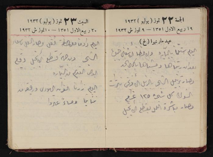 Abdel-Rahman al-Haj Ibrahim Diaries, Tulkarm, 1932