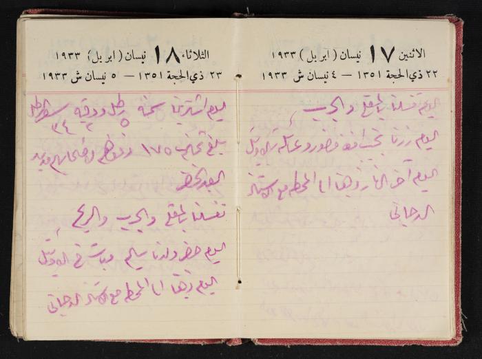 Abdel-Rahman al-Haj Ibrahim Diaries, Tulkarm, 1933