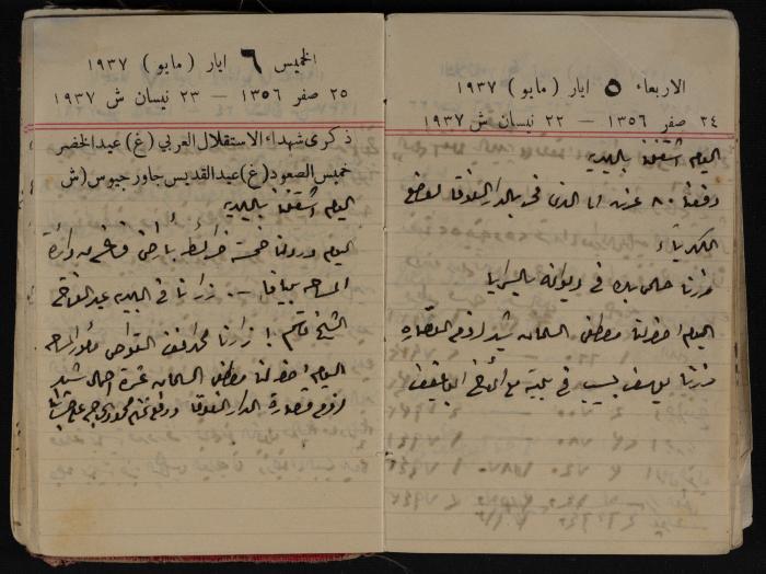 مذكرات عبد الرحمن الحاج إبراهيم، طولكرم، 1937