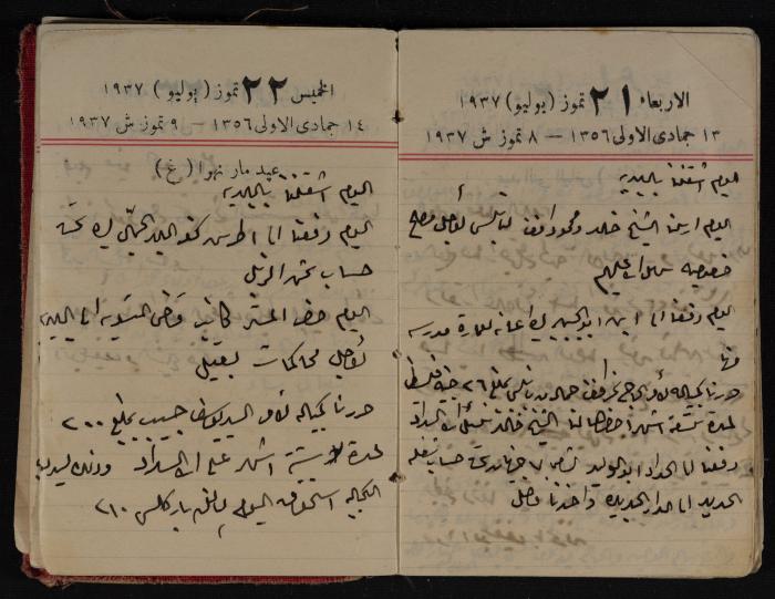 مذكرات عبد الرحمن الحاج إبراهيم، طولكرم، 1937