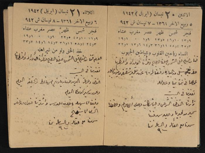Abdel-Rahman al-Haj Ibrahim Diaries, Tulkarm, 1942