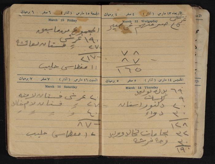 Othman al-Bushnaq's Notebook, Nablus, 1940
