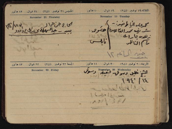Othman al-Bushnaq's Notebook, Nablus, 1940