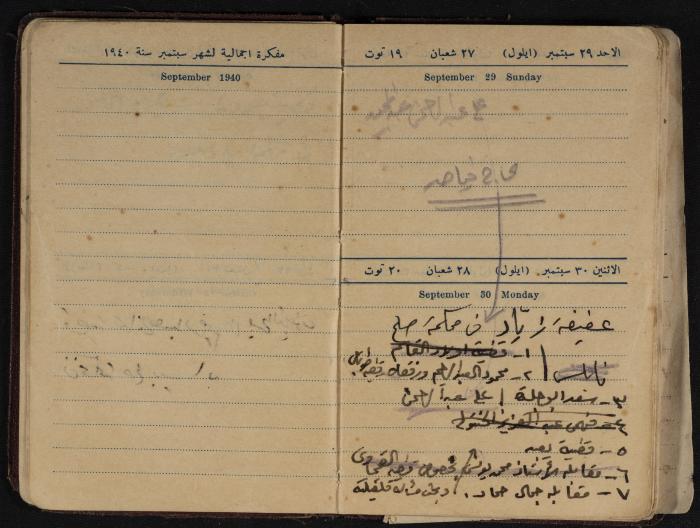 Othman al-Bushnaq's Notebook, Nablus, 1940