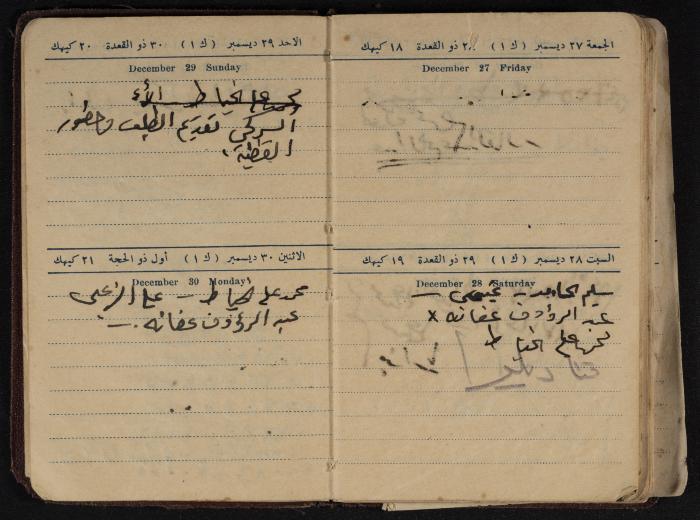Othman al-Bushnaq's Notebook, Nablus, 1940