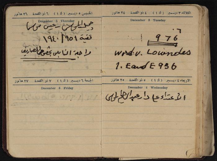 Othman al-Bushnaq's Notebook, Nablus, 1940