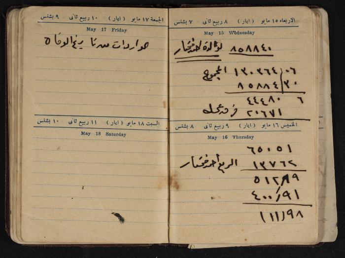Othman al-Bushnaq's Notebook, Nablus, 1940