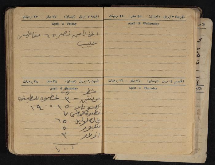 Othman al-Bushnaq's Notebook, Nablus, 1940