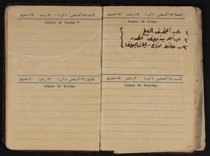 Othman al-Bushnaq's Notebook, Nablus, 1940