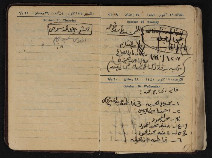 Othman al-Bushnaq's Notebook, Nablus, 1940