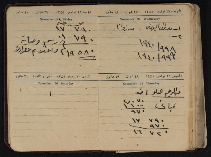 Othman al-Bushnaq's Notebook, Nablus, 1940