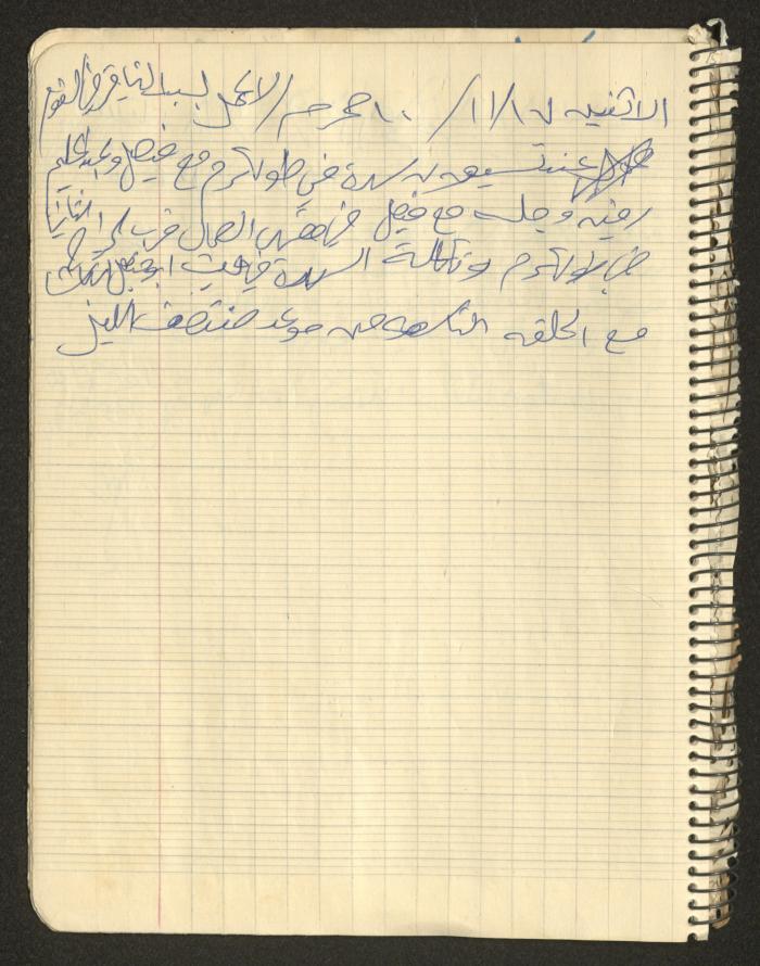 يوميات محمود خريشة، ذنابة- طولكرم، 1980