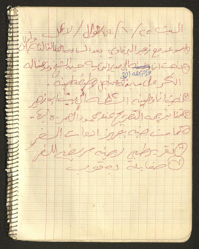 يوميات محمود خريشة، ذنابة- طولكرم، 1980