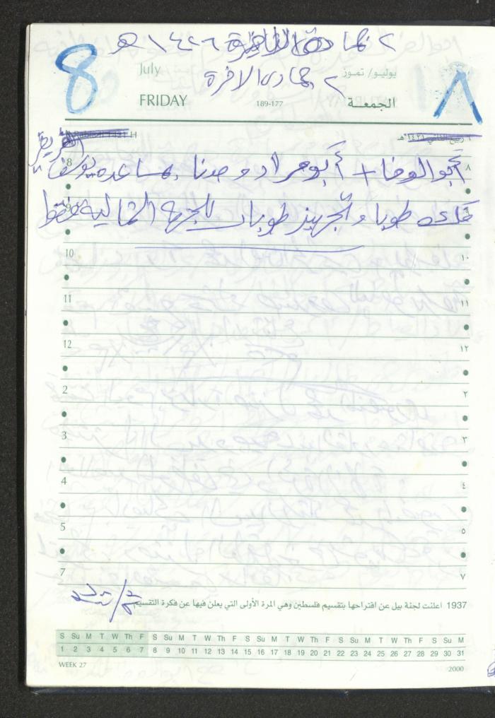 Mahmoud Khreisheh Diaries, Thinnaba- Tulkarm, 2005 
