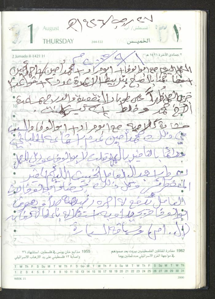 Mahmoud Khreisheh Diaries, Thinnaba- Tulkarm, 2005 