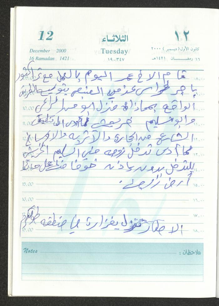 Mahmoud Khreisheh Diaries, Thinnaba- Tulkarm, 2000
