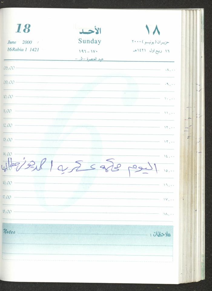 Mahmoud Khreisheh Diaries, Thinnaba- Tulkarm, 2000