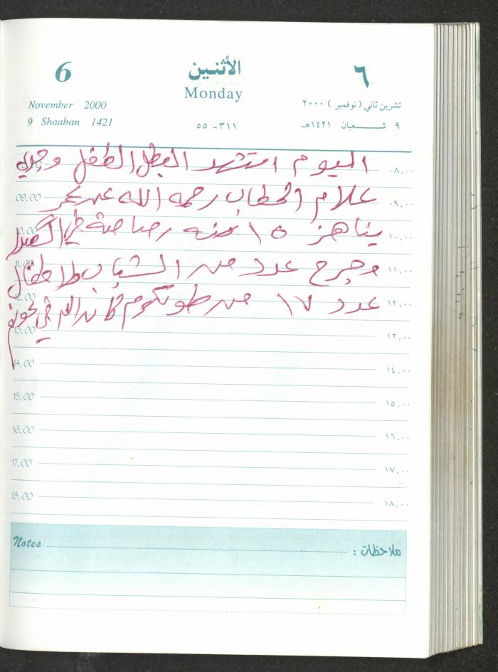 Mahmoud Khreisheh Diaries, Thinnaba- Tulkarm, 2000