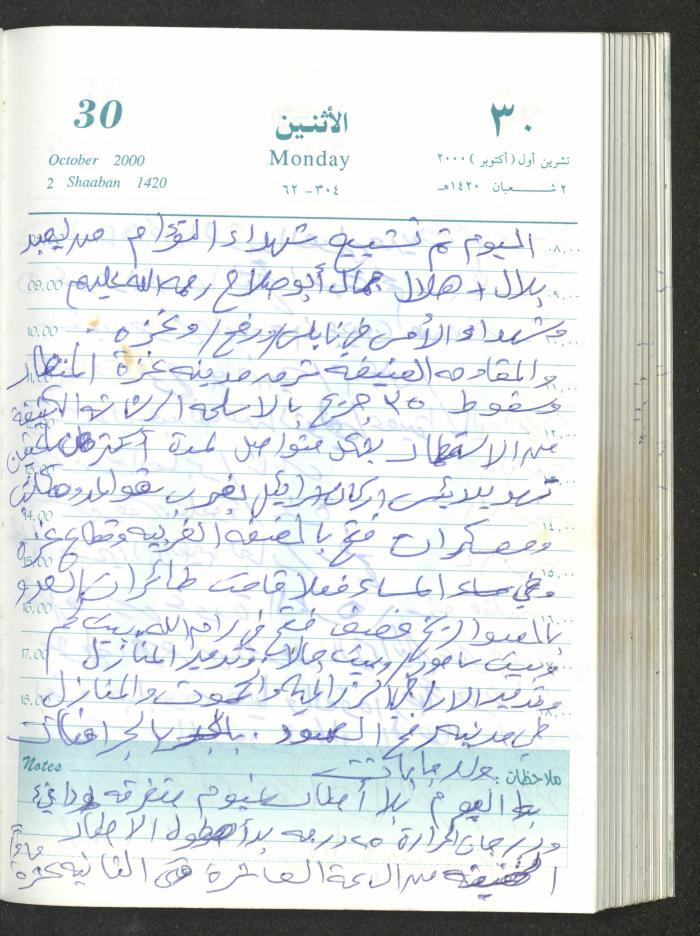 Mahmoud Khreisheh Diaries, Thinnaba- Tulkarm, 2000