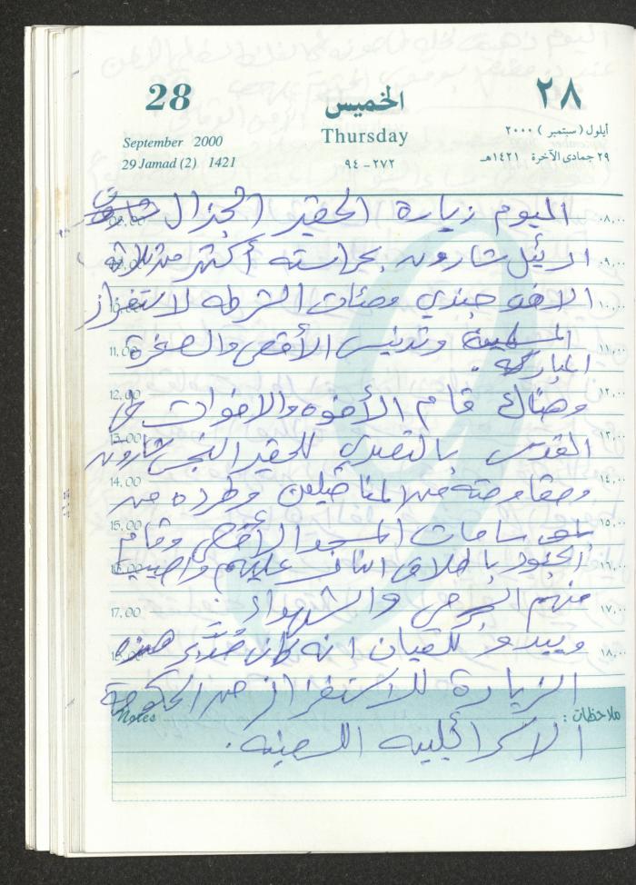 Mahmoud Khreisheh Diaries, Thinnaba- Tulkarm, 2000