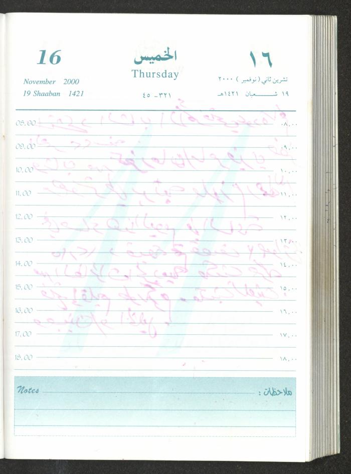 Mahmoud Khreisheh Diaries, Thinnaba- Tulkarm, 2000