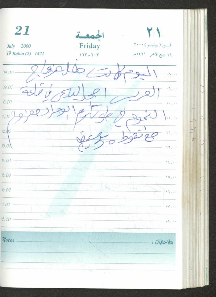 Mahmoud Khreisheh Diaries, Thinnaba- Tulkarm, 2000