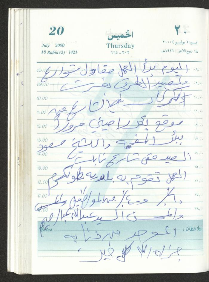 Mahmoud Khreisheh Diaries, Thinnaba- Tulkarm, 2000
