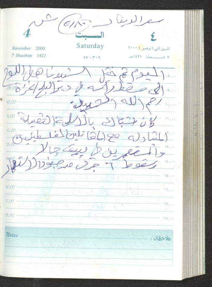 Mahmoud Khreisheh Diaries, Thinnaba- Tulkarm, 2000