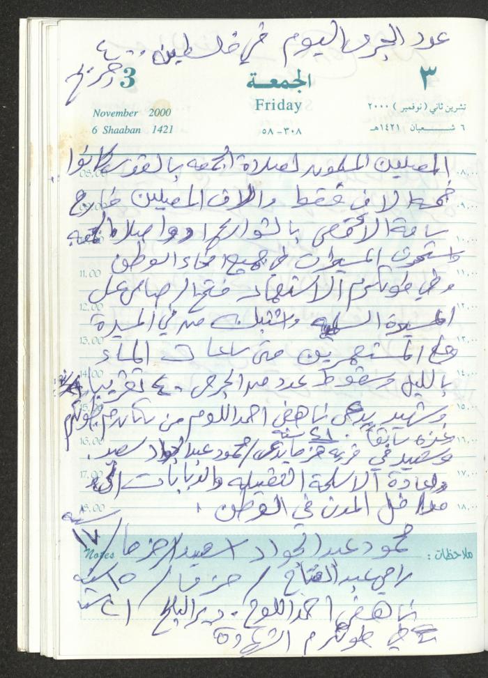 Mahmoud Khreisheh Diaries, Thinnaba- Tulkarm, 2000