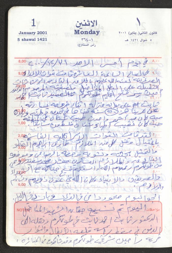 Mahmoud Khreisheh Diaries, Thinnaba- Tulkarm, 2001
