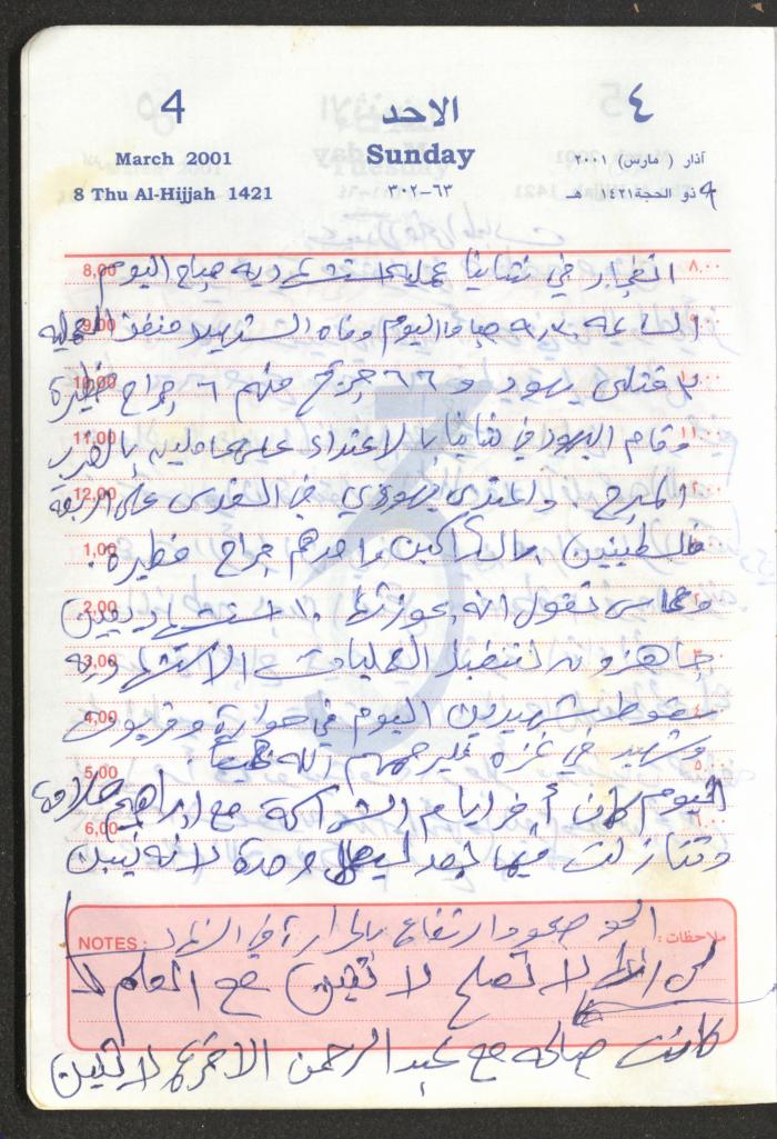 Mahmoud Khreisheh Diaries, Thinnaba- Tulkarm, 2001