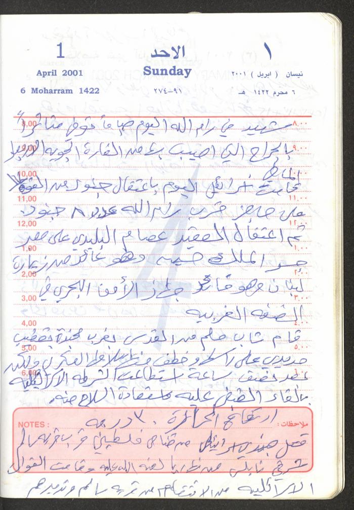 Mahmoud Khreisheh Diaries, Thinnaba- Tulkarm, 2001
