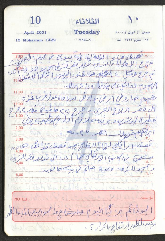 Mahmoud Khreisheh Diaries, Thinnaba- Tulkarm, 2001