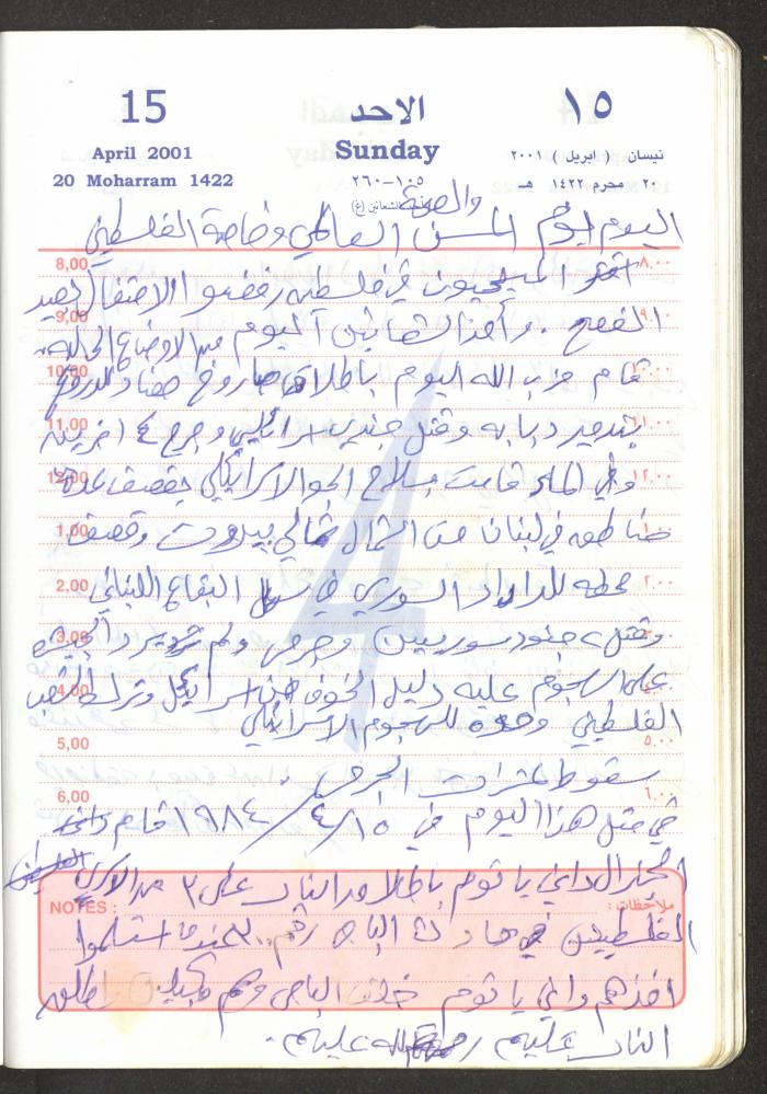 Mahmoud Khreisheh Diaries, Thinnaba- Tulkarm, 2001