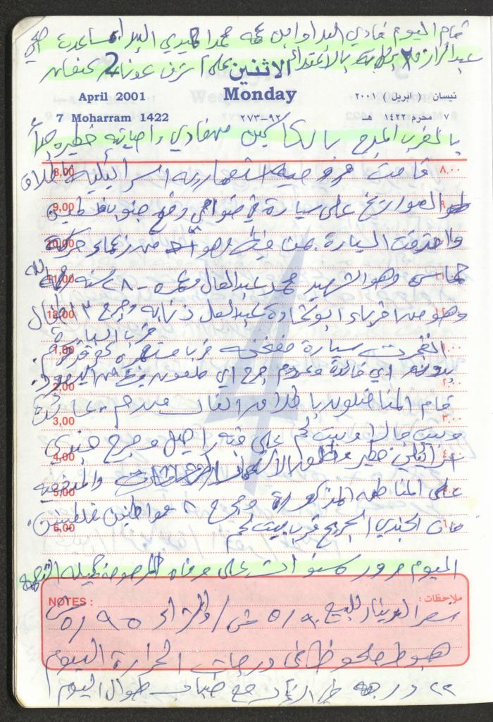 Mahmoud Khreisheh Diaries, Thinnaba- Tulkarm, 2001