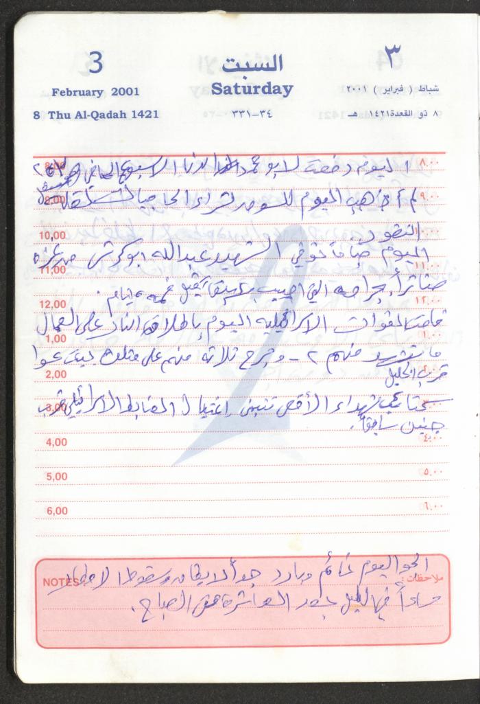 Mahmoud Khreisheh Diaries, Thinnaba- Tulkarm, 2001