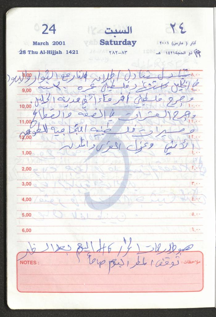 Mahmoud Khreisheh Diaries, Thinnaba- Tulkarm, 2001