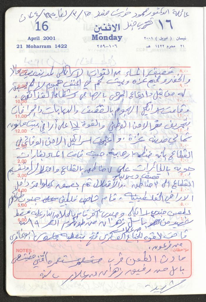 Mahmoud Khreisheh Diaries, Thinnaba- Tulkarm, 2001