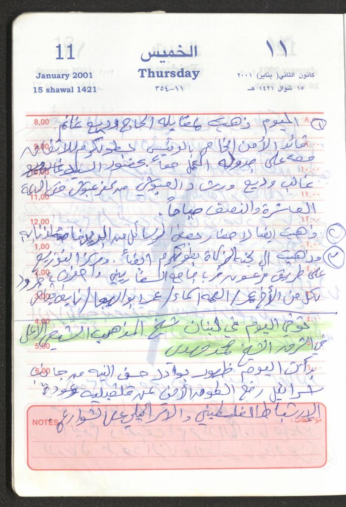 Mahmoud Khreisheh Diaries, Thinnaba- Tulkarm, 2001
