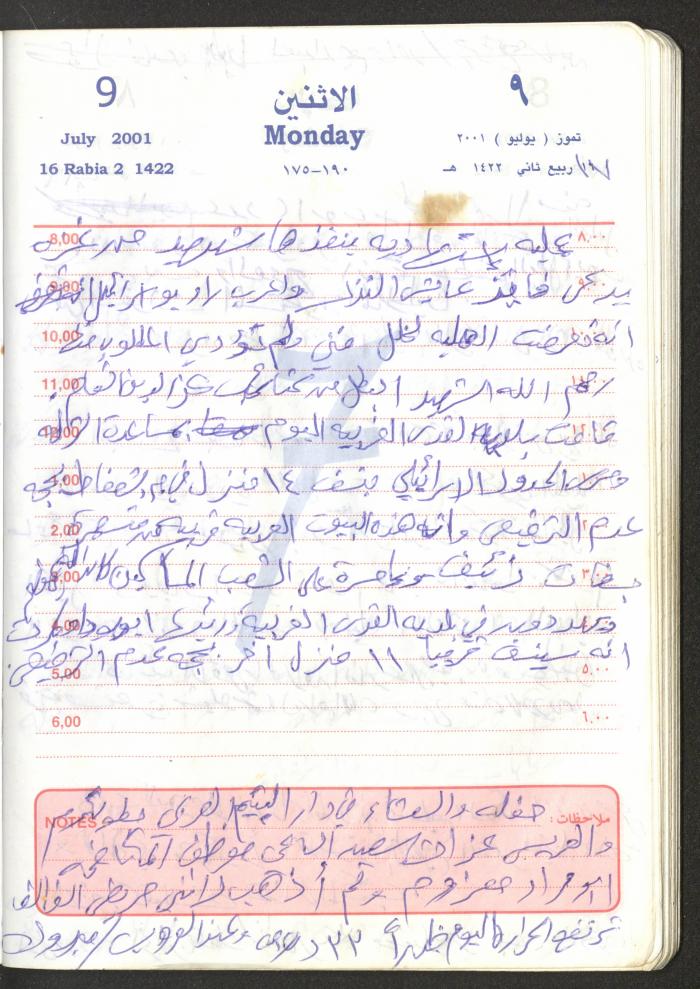 Mahmoud Khreisheh Diaries, Thinnaba- Tulkarm, 2001