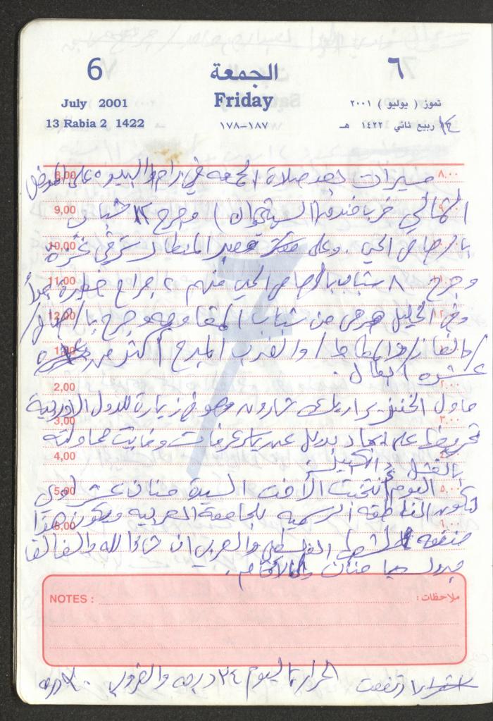 Mahmoud Khreisheh Diaries, Thinnaba- Tulkarm, 2001