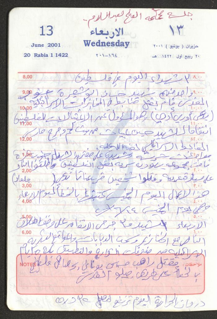 Mahmoud Khreisheh Diaries, Thinnaba- Tulkarm, 2001