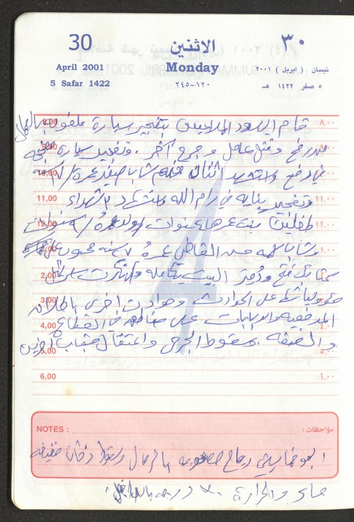 Mahmoud Khreisheh Diaries, Thinnaba- Tulkarm, 2001