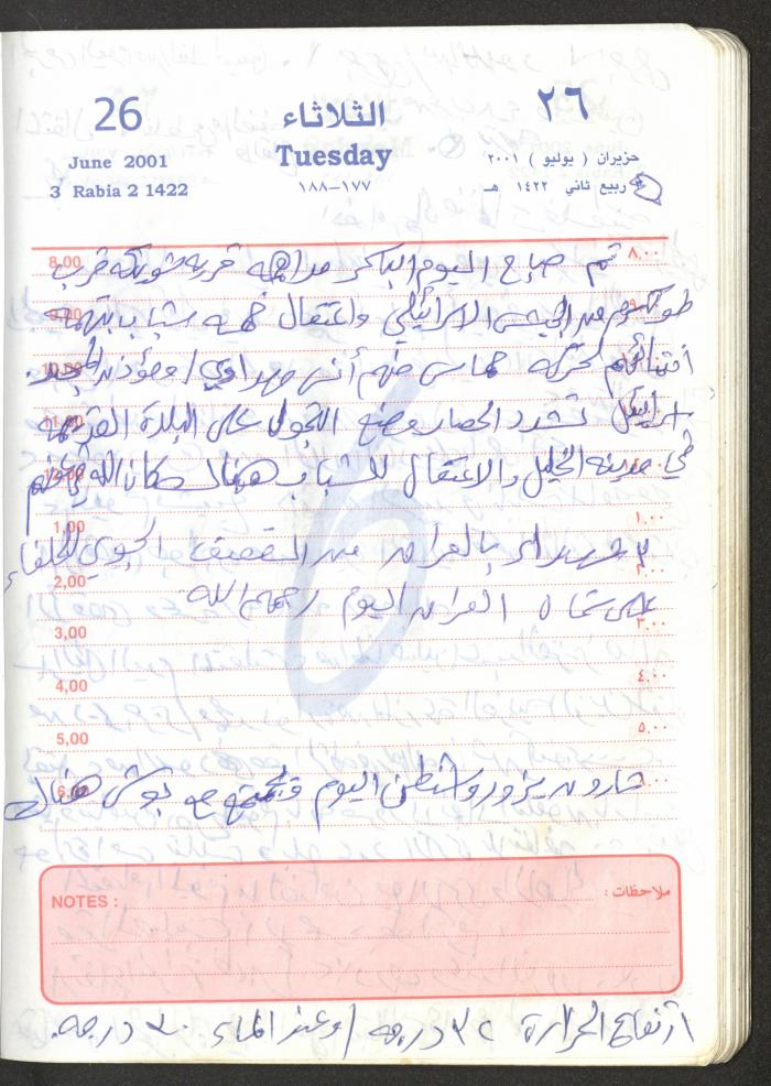 Mahmoud Khreisheh Diaries, Thinnaba- Tulkarm, 2001