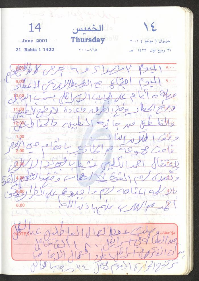 Mahmoud Khreisheh Diaries, Thinnaba- Tulkarm, 2001